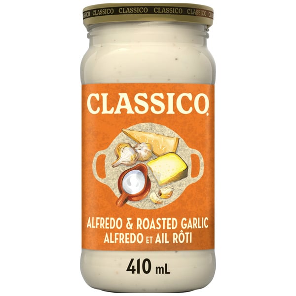 Pasta Sauce Classico Alfredo & Roasted Garlic Pasta Sauce hero