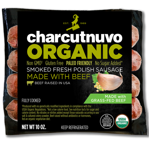 Hot Dogs, Bacon & Sausage Charcutnuvo Organic Smoked Fresh Polish Made With Grass-fed Beef hero