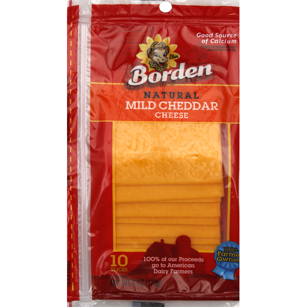 Packaged Cheese Borden Slices, Mild Cheddar hero