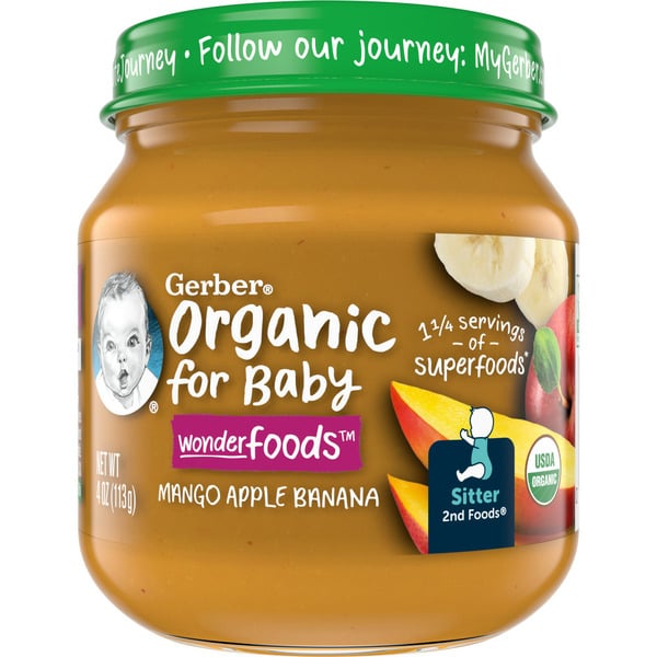 Baby Food & Formula Gerber Organic Mango Apple Banana Baby Food Jars hero