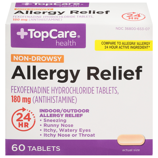 Cold, Flu & Allergy TopCare Allergy Relief, Non-Drowsy, 180 mg, Tablets hero