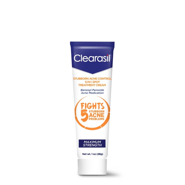 Facial Care Clearasil Spot Treatment Cream, Stubborn Acne Control, 5 in 1, Maximum Strength hero