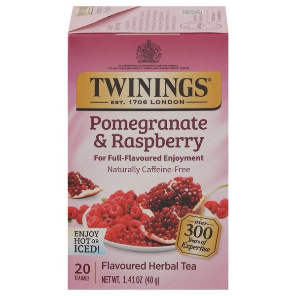 Tea Twinings Herbal Tea, Flavoured, Pomegranate & Raspberry, Tea Bags hero