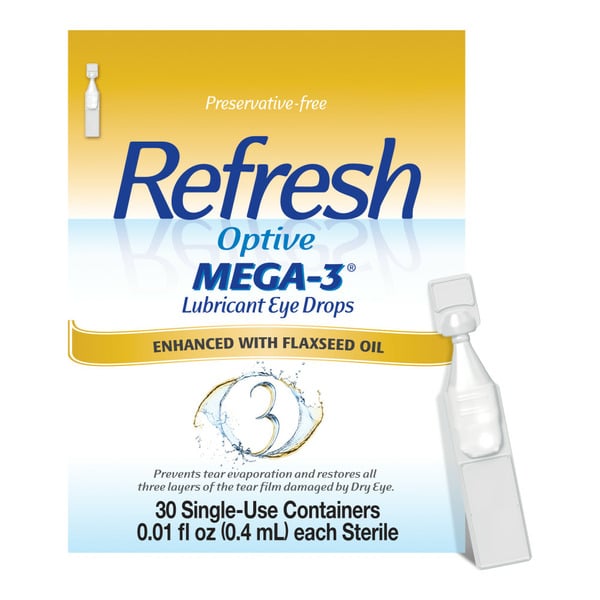 Eye & Ear Care Refresh Optive Mega-3 Lubricant Eye Drops Preservative-Free Artificial Tears hero