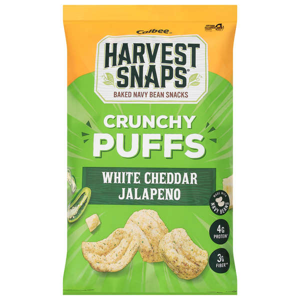 Harvest Snaps Crisps, White Cheddar Jalapeno, Crunchy Puffs hero