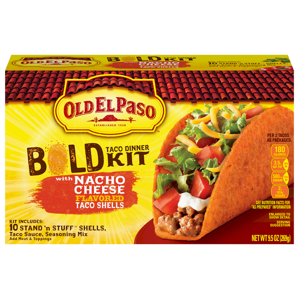 Latino Foods Old El Paso Taco Shells, Nacho Cheese hero