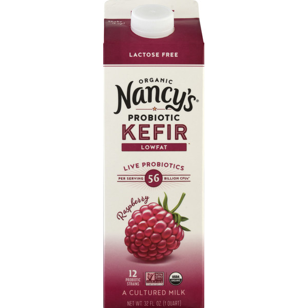 Yogurt Nancy's Kefir, Lowfat, Organic, Raspberry hero