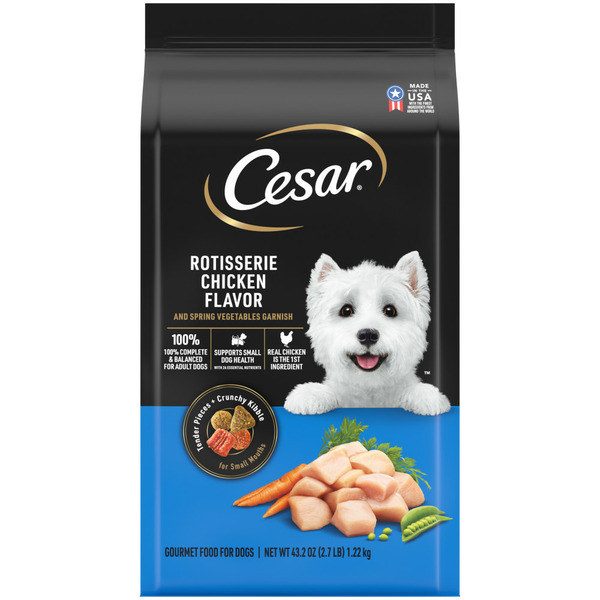 Dog Food & Care Cesar Small Breed Dry Dog Food Rotisserie Chicken with Spring Vegetables Garnish hero