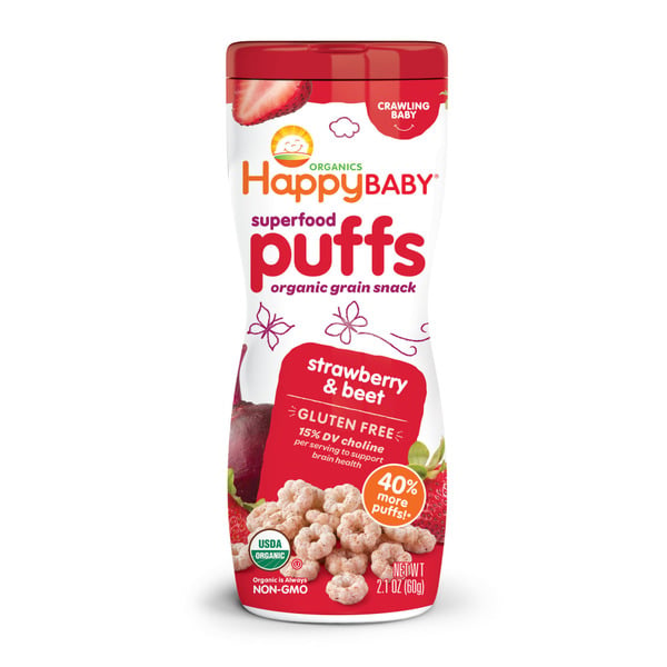 Baby Food & Formula Happy Baby Organics Gluten Free Superfood Puffs Organic Grain Snack Strawberry & Beet hero