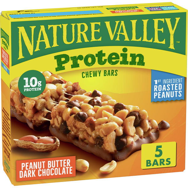 Breakfast Bars & Pastries Nature Valley Chewy Protein Peanut Butter Dark Chocolate Granola Bars hero