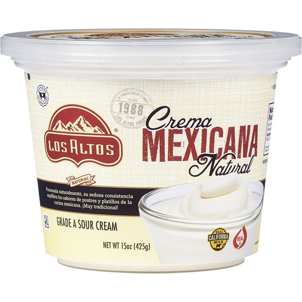 Prepared Meals Los Altos Foods Los Altos Crema Mexicana Natural PPK 15 oz, Mexican Sour Cream, Pasteurized hero