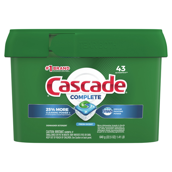 Dish Detergents Cascade Complete ActionPacs Dishwasher Detergent Pods, Fresh hero