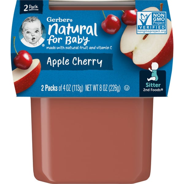 Baby Food & Formula Gerber Baby Food Apple Cherry Tubs hero