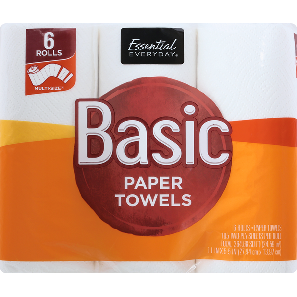 Paper Goods Essential Everyday Paper Towels, Multi-Size, 2 Ply hero