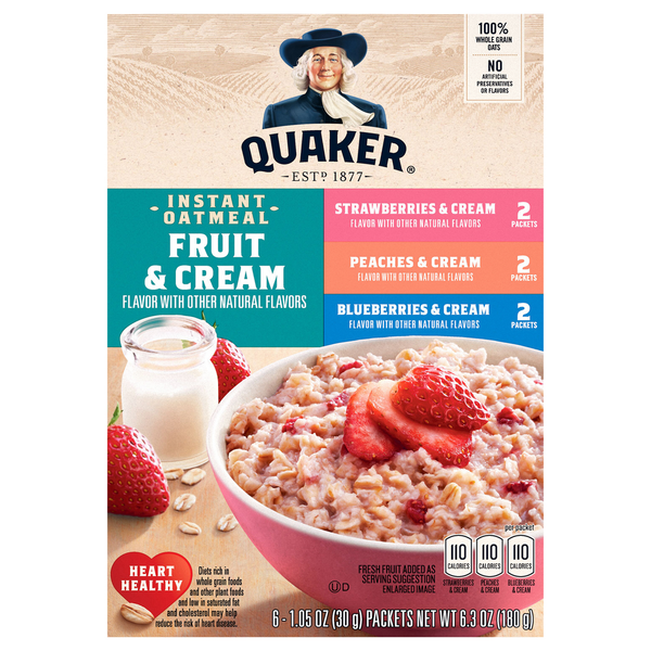 Breakfast & Cereal Quaker Fruit and Cream Variety Instant Oats Hot Cereal hero