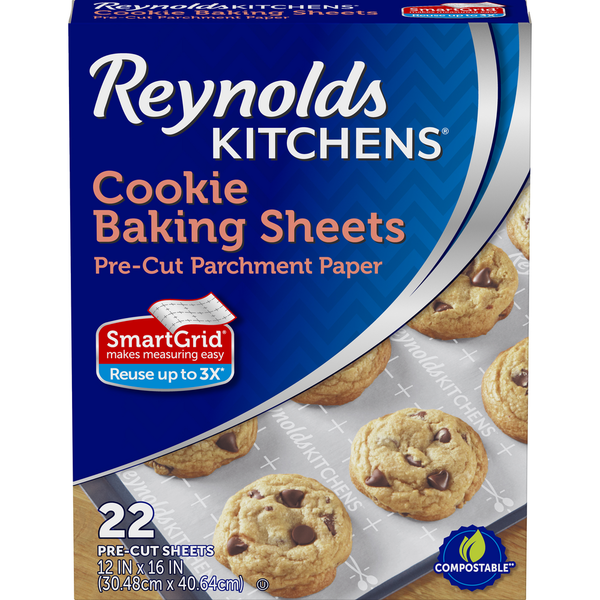 Food and Beverage Storage Reynolds Cookie Baking Sheets Pre Cut Parchment Paper hero