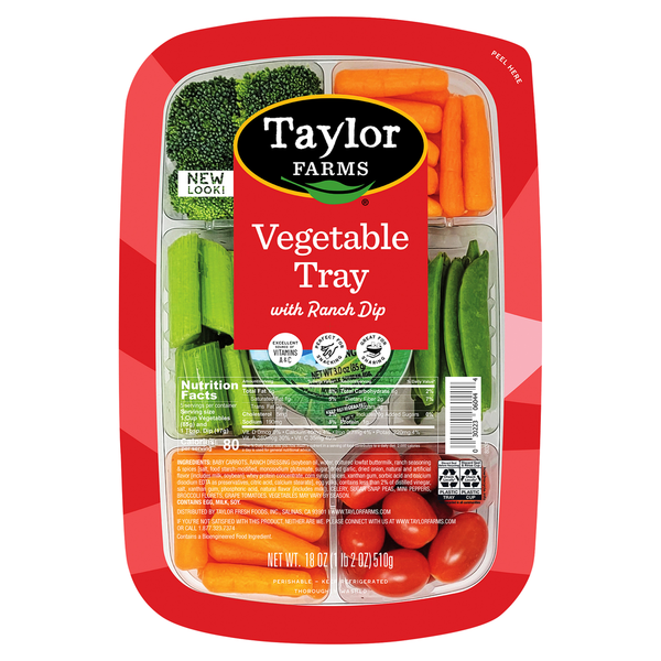 Prepared Soups & Salads Taylor Farms Vegetable Tray with Ranch Dip hero