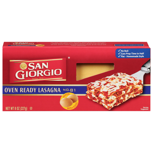 Prepared Meals San Giorgio Lasagna, Oven Ready, No. 81 hero