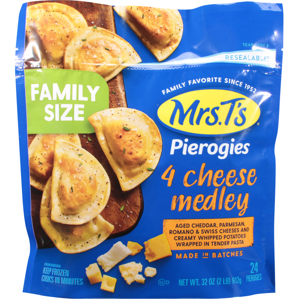 Frozen Meals Mrs. T's Pierogies, 4 Cheese Medley, Family Size hero