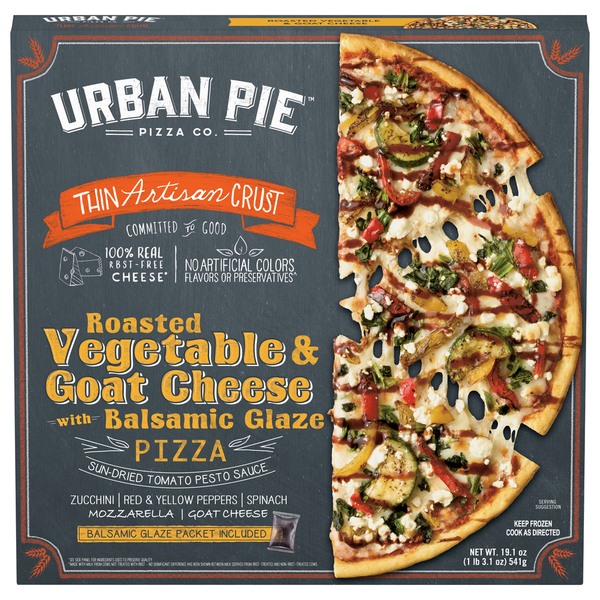 Frozen Pizza Urban Pie Pizza Co. Pizza, with Balsamic Glaze, Thin Artisan Crust, Roasted Vegetable & Goat Cheese hero