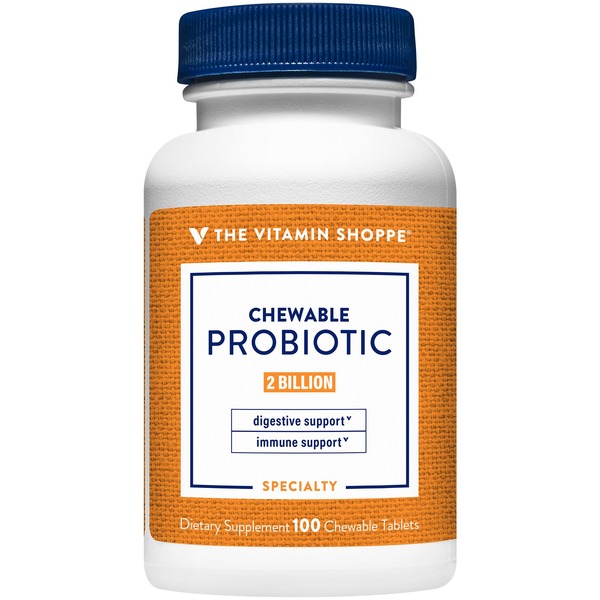 Probiotics The Vitamin Shoppe Chewable Probiotic - 2 Billion CFUs - Strawberry (100 Chewables) hero