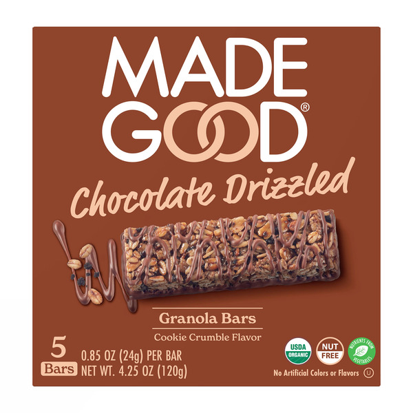 Breakfast Bars & Pastries MadeGood Cookie Crumble Chocolate Drizzled Granola Bars hero