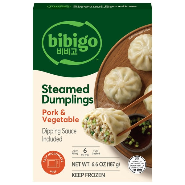 Frozen Meals Bibigo Pork & Vegetable Steamed Dumplings hero