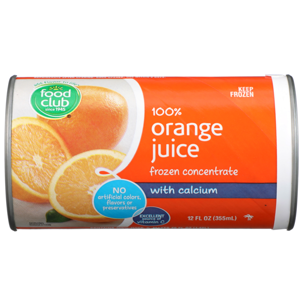 Juice & Nectars Food Club 100% Orange Juice Frozen Concentrate With Calcium hero