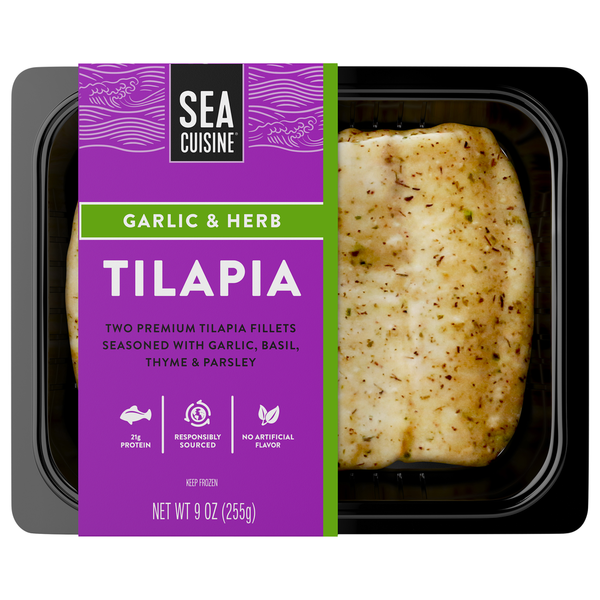 Packaged Seafood Sea Cuisine Tilapia, Garlic & Herb hero