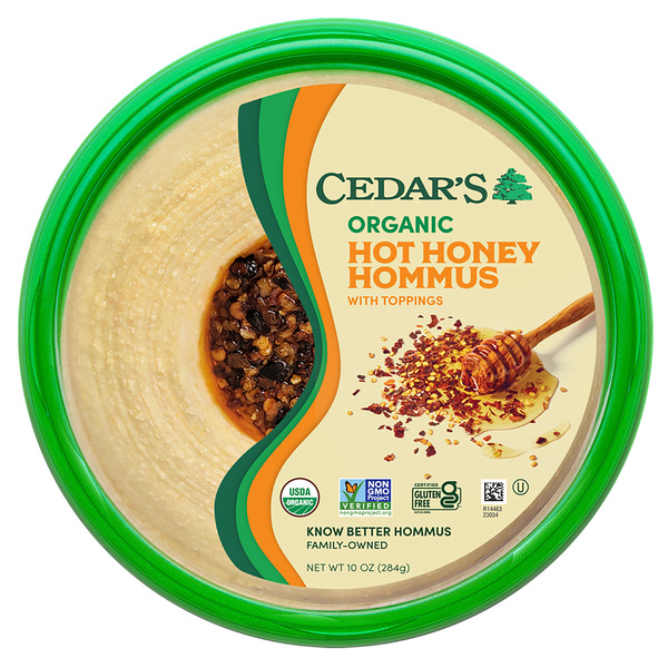 Cedar's Foods Topped Organic Hot Honey Hommus hero