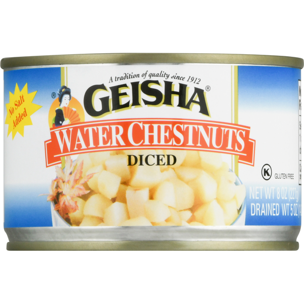 Asian Foods Geisha Water Chestnuts, Diced hero