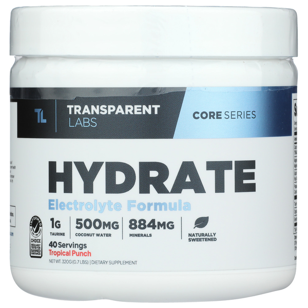 Energy & Endurance Transparent Labs Hydrate Electrolytes Powder hero