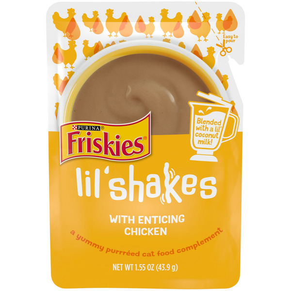 Cat Food Purina Friskies Pureed Cat Food Topper, Lil’ Shakes With Enticing Chicken Lickable Cat Treats hero