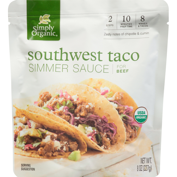 Condiments Simply Organic Simmer Sauce, Southwest Taco hero