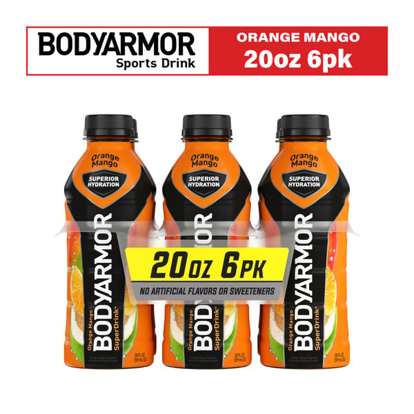 Water, Seltzer & Sparkling Water BODYARMOR SuperDrink Orange Mango Electrolyte Sports Beverages hero