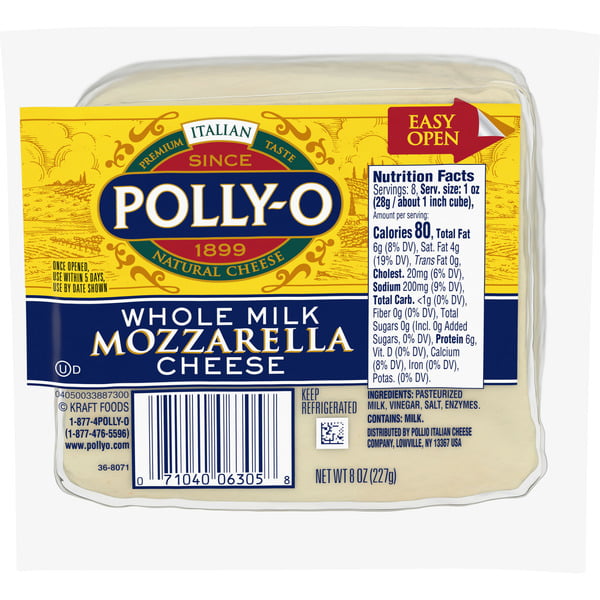 Packaged Cheese Polly-O Mozzarella Cheese Chunk with Whole Milk hero