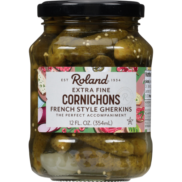 Pickled Goods & Olives Roland Foods Pickles, Cornichons, French Style Gherkins, Extra Fine hero