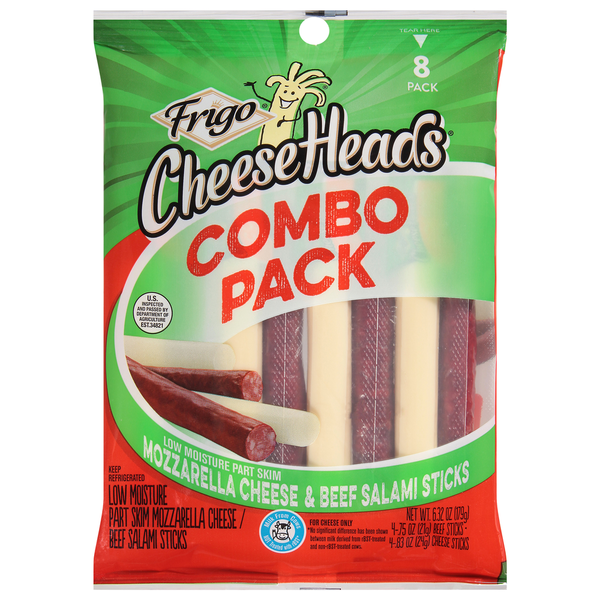 Prepared Meals Frigo Mozzarella Cheese & Beef Salami Sticks, 8 Pack, Combo Pack hero