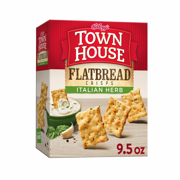 Crackers Town House Flatbread Crisps Oven Baked Crackers, Party Snacks, Italian Herb hero