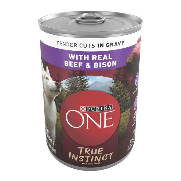 Dog Food & Care Purina ONE Natural Wet Dog Food Gravy, True Instinct Tender Cuts With Real Beef and Bison hero