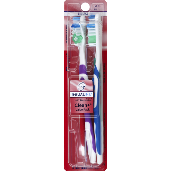 Oral Hygiene Equaline Toothbrush, Clean+, Soft, Full, Value Pack hero