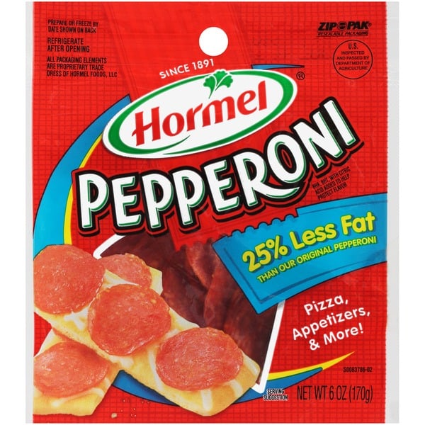 Packaged Meat HORMEL Pepperoni Pepperoni 25% Less Fat hero