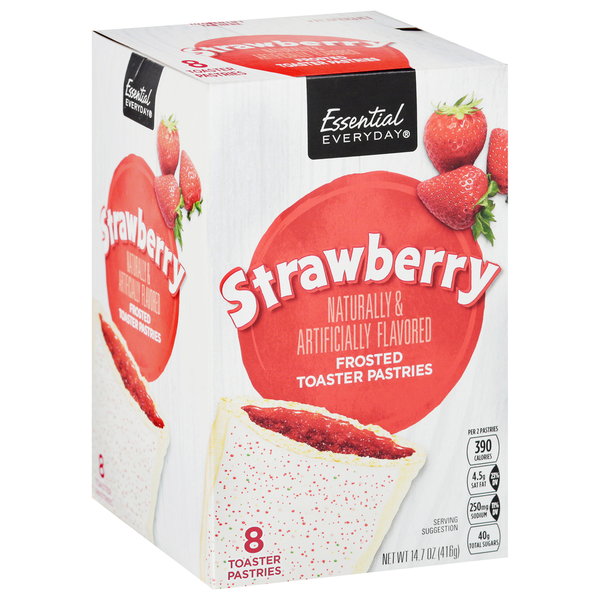 Breakfast Bars & Pastries Essential Everyday Toaster Pastries, Strawberry, Frosted hero