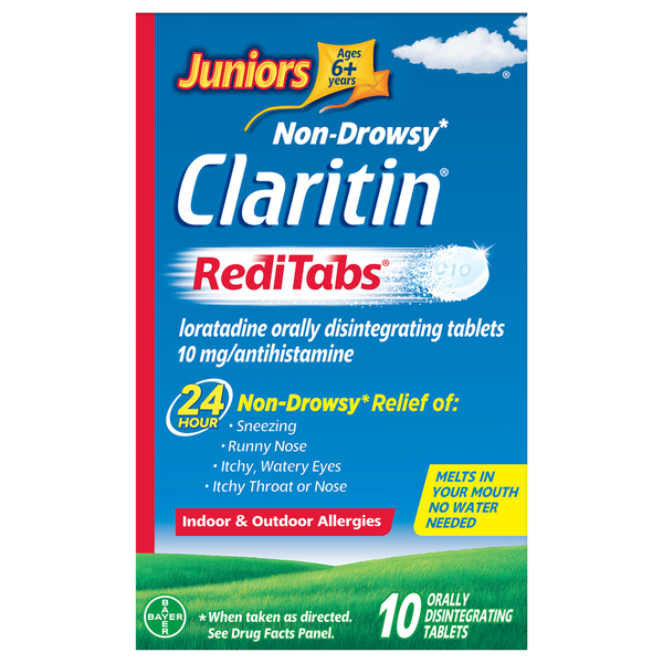 Claritin Indoor & Outdoor Allergies, Non-Drowsy, 10 mg, Tablets, Juniors, Ages 6+ Years hero