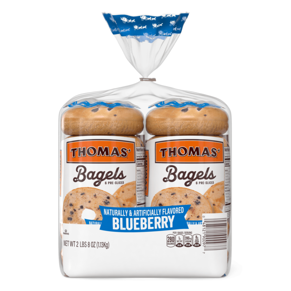 Thomas’ 12 count, Blueberry Pre-sliced Bagels hero