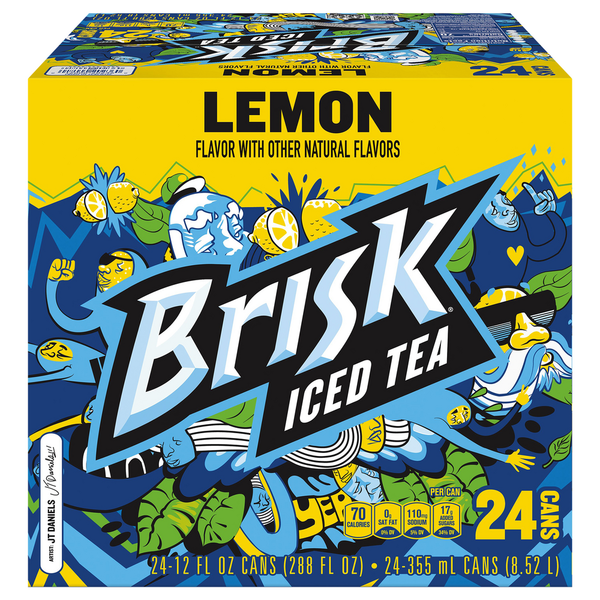 Tea Brisk Iced Tea, Lemon, 24 Pack hero