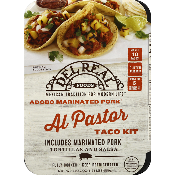 Frozen Meat & Seafood Del Real Taco Kit, Al Pastor, Adobo Marinated Pork hero