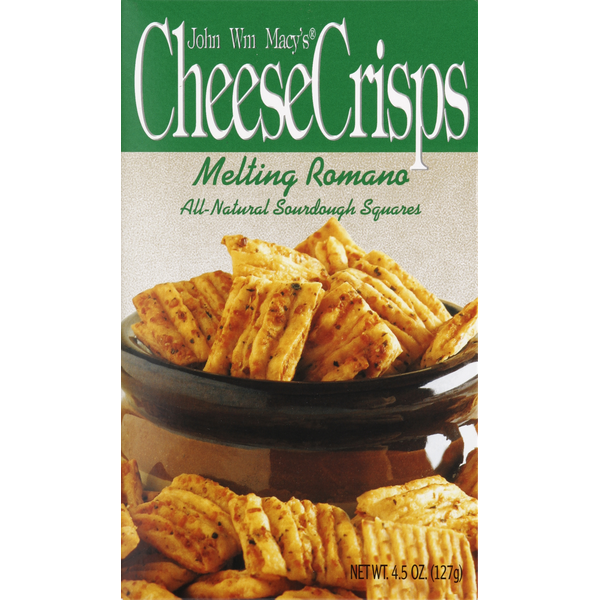 Crackers John Wm. Macy's CheeseCrisps, Melting Romano hero