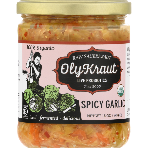 Pickled Goods & Olives OlyKraut Raw Sauerkraut, Organic, Spicy Garlic hero