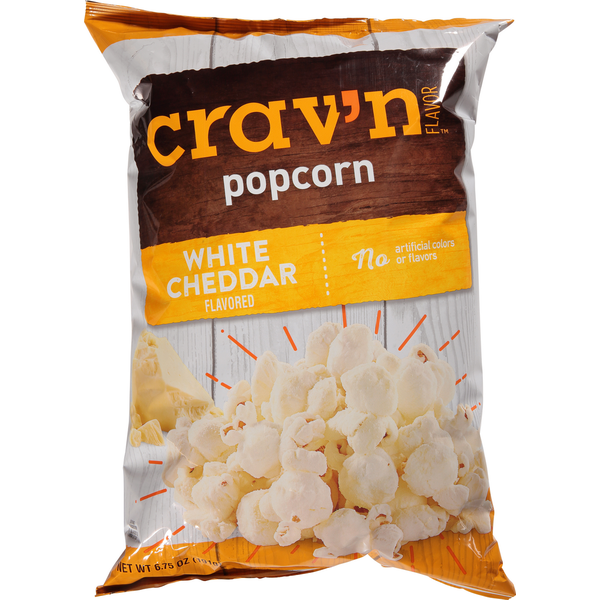 Popcorn & Jerky Crav'n Flavor Popcorn, White Cheddar Flavored hero